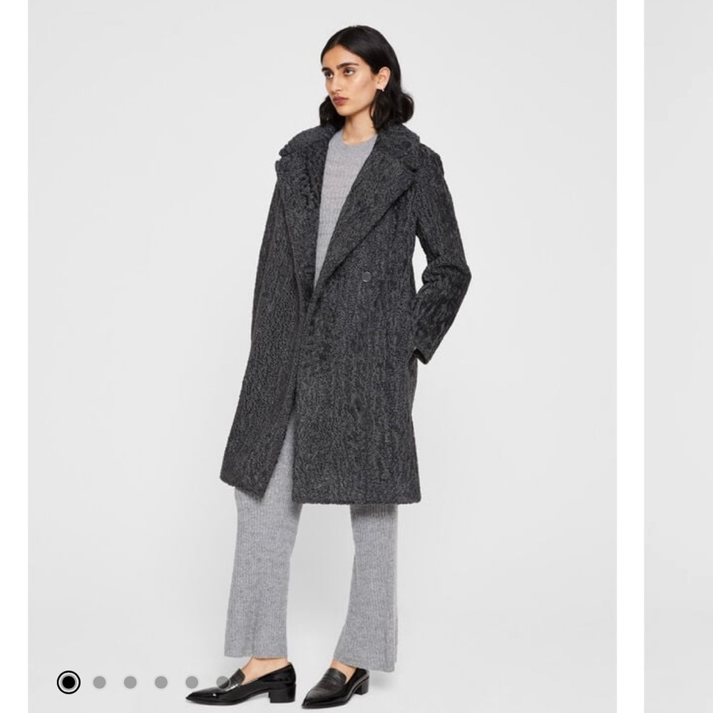 Club Monaco Grey Faux Astrakhan Coat NWT